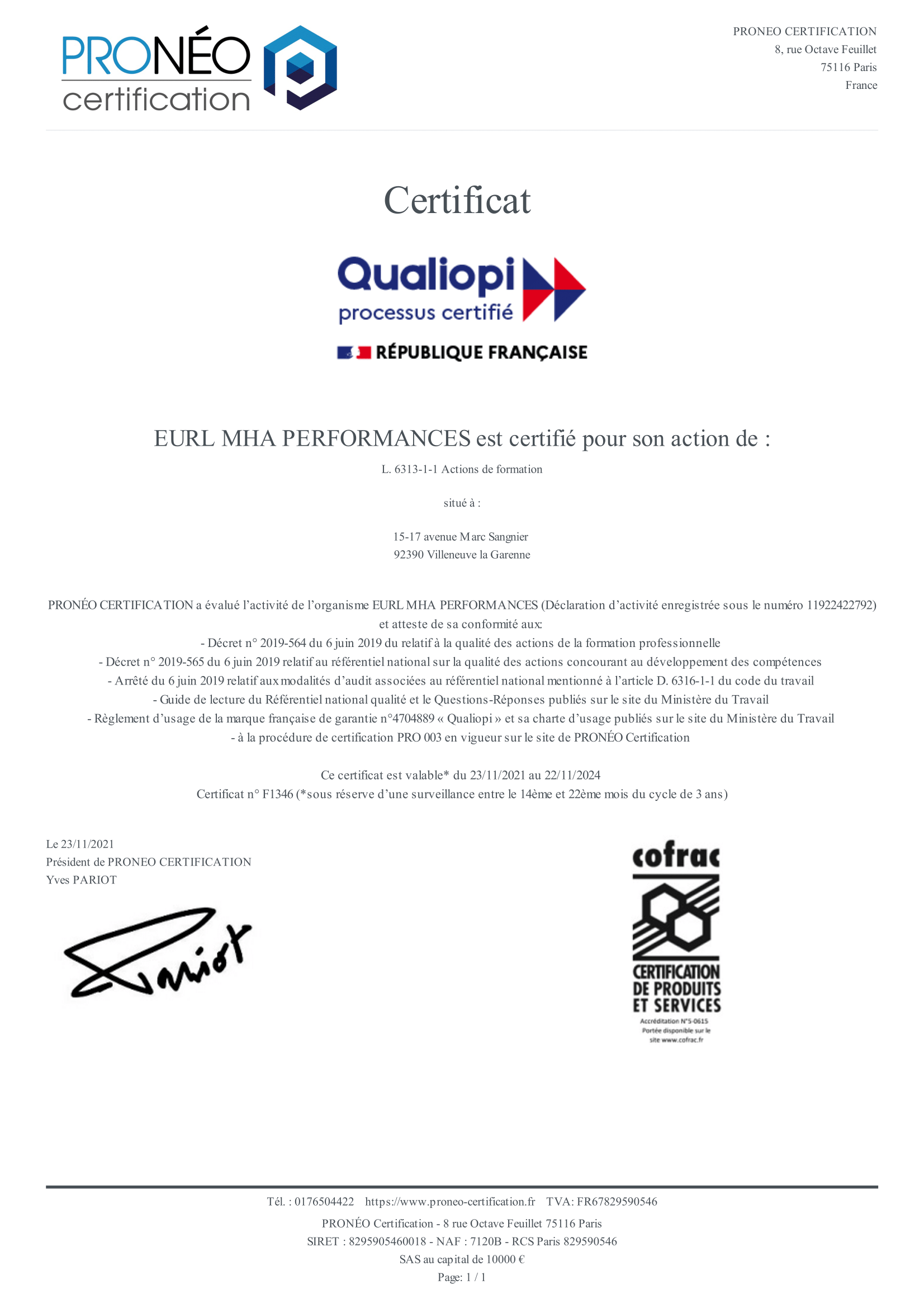 Certificat Qualiopi